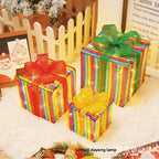Cross-Border New Christmas Gift Box Three-Piece Set Foldable Glowing LED Light String Props Gift Box Ornament Decoration Light