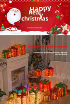 Cross-Border New Christmas Gift Box Three-Piece Set Foldable Glowing LED Light String Props Gift Box Ornament Decoration Light