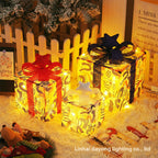 Cross-Border New Christmas Gift Box Three-Piece Set Foldable Glowing LED Light String Props Gift Box Ornament Decoration Light