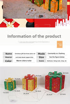 Cross-Border New Christmas Gift Box Three-Piece Set Foldable Glowing LED Light String Props Gift Box Ornament Decoration Light