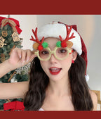 Christmas Glasses Frame for Women, Internet Celebrity Funny Reindeer Glasses, Funny Photo Props, Children's Small Gifts, Couple Decorations