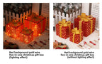 Cross-Border New Christmas Gift Box Three-Piece Set Foldable Glowing LED Light String Props Gift Box Ornament Decoration Light