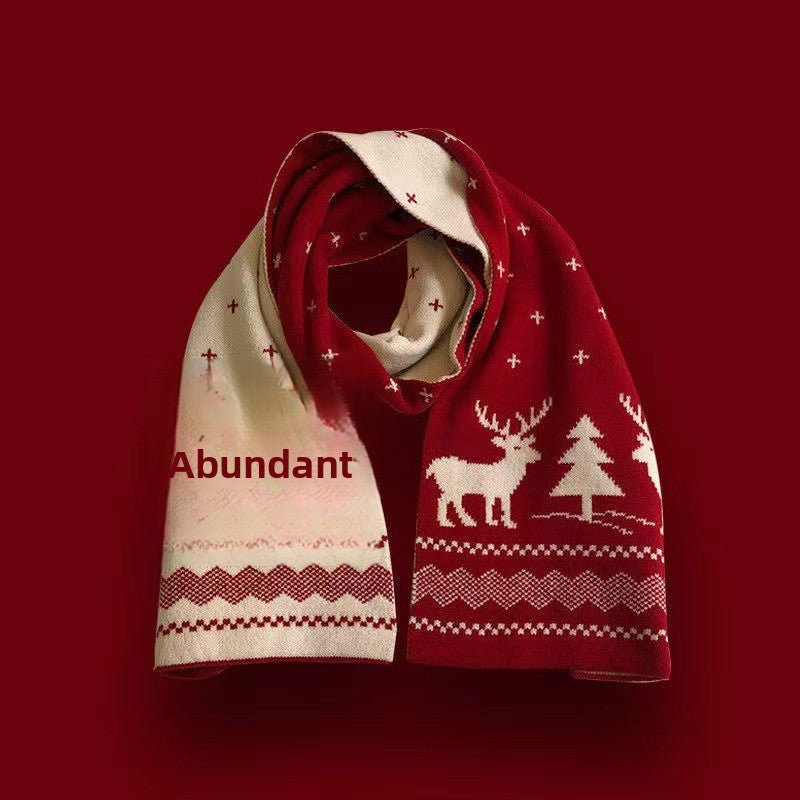 Chinese Red Zodiac Year Women's Scarf Red Versatile Christmas Scarf Winter Knitted Scarf New Year Scarf