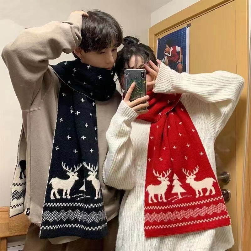 Chinese Red Zodiac Year Women's Scarf Red Versatile Christmas Scarf Winter Knitted Scarf New Year Scarf