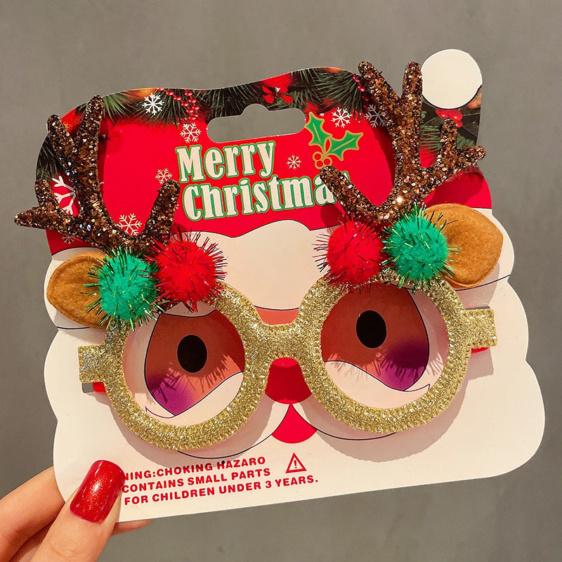 Christmas Glasses Frame for Women, Internet Celebrity Funny Reindeer Glasses, Funny Photo Props, Children's Small Gifts, Couple Decorations