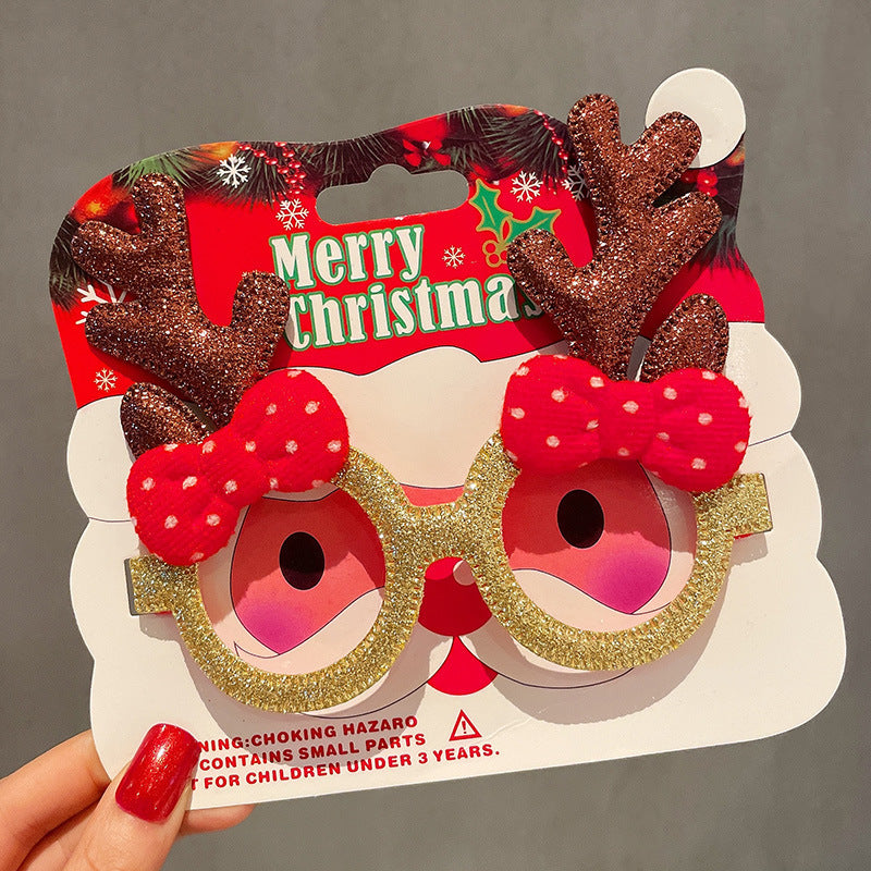 Christmas Glasses Frame for Women, Internet Celebrity Funny Reindeer Glasses, Funny Photo Props, Children's Small Gifts, Couple Decorations