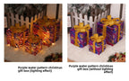 Cross-Border New Christmas Gift Box Three-Piece Set Foldable Glowing LED Light String Props Gift Box Ornament Decoration Light