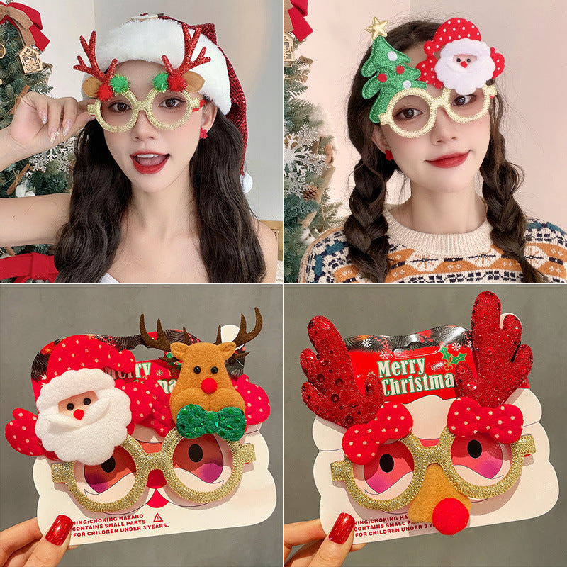 Christmas Glasses Frame for Women, Internet Celebrity Funny Reindeer Glasses, Funny Photo Props, Children's Small Gifts, Couple Decorations