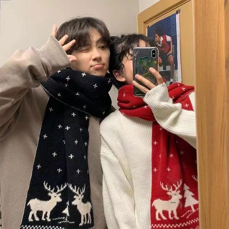 Chinese Red Zodiac Year Women's Scarf Red Versatile Christmas Scarf Winter Knitted Scarf New Year Scarf