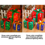 Cross-Border New Christmas Gift Box Three-Piece Set Foldable Glowing LED Light String Props Gift Box Ornament Decoration Light