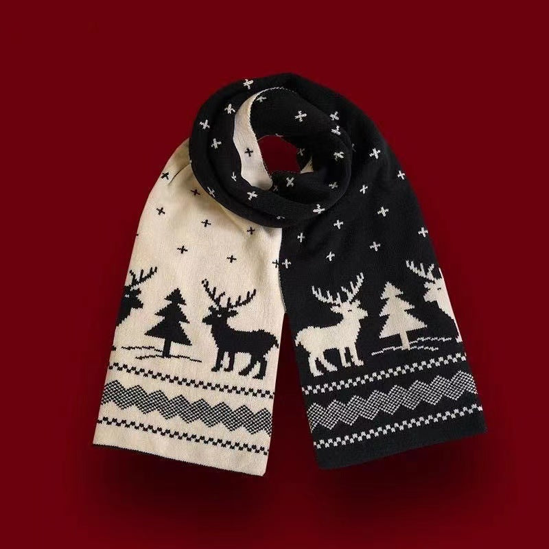 Chinese Red Zodiac Year Women's Scarf Red Versatile Christmas Scarf Winter Knitted Scarf New Year Scarf