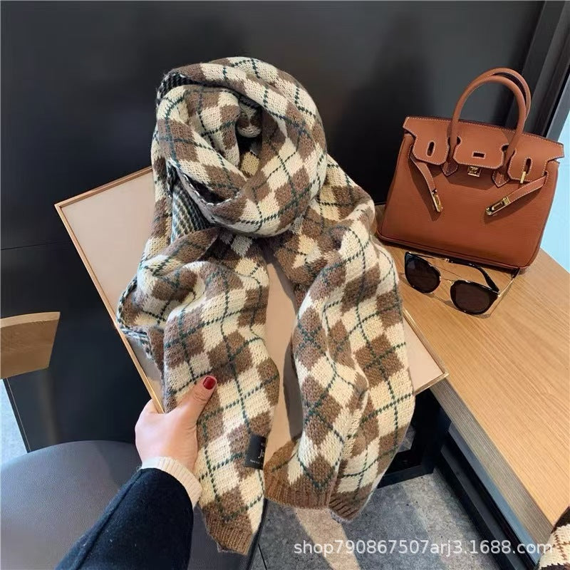 Chinese Red Zodiac Year Women's Scarf Red Versatile Christmas Scarf Winter Knitted Scarf New Year Scarf