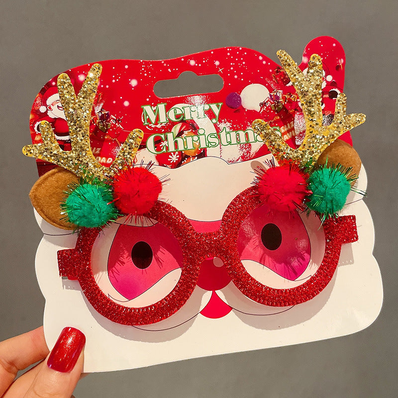 Christmas Glasses Frame for Women, Internet Celebrity Funny Reindeer Glasses, Funny Photo Props, Children's Small Gifts, Couple Decorations