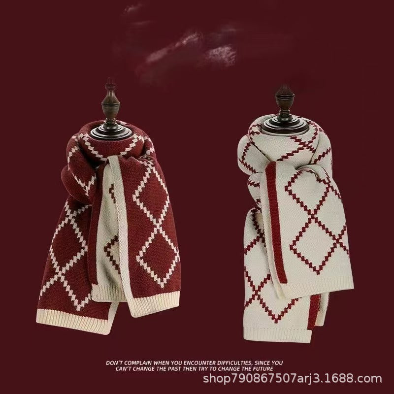 Chinese Red Zodiac Year Women's Scarf Red Versatile Christmas Scarf Winter Knitted Scarf New Year Scarf