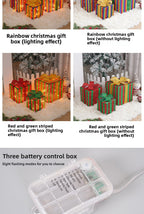 Cross-Border New Christmas Gift Box Three-Piece Set Foldable Glowing LED Light String Props Gift Box Ornament Decoration Light