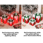 Cross-Border New Christmas Gift Box Three-Piece Set Foldable Glowing LED Light String Props Gift Box Ornament Decoration Light