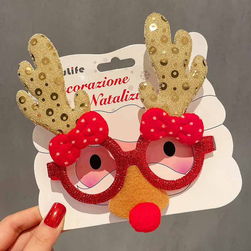 Christmas Glasses Frame for Women, Internet Celebrity Funny Reindeer Glasses, Funny Photo Props, Children's Small Gifts, Couple Decorations