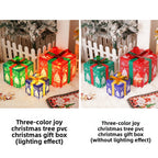 Cross-Border New Christmas Gift Box Three-Piece Set Foldable Glowing LED Light String Props Gift Box Ornament Decoration Light