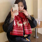 Chinese Red Zodiac Year Women's Scarf Red Versatile Christmas Scarf Winter Knitted Scarf New Year Scarf