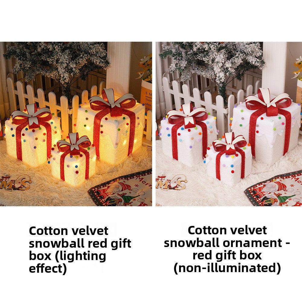 Cross-Border New Christmas Gift Box Three-Piece Set Foldable Glowing LED Light String Props Gift Box Ornament Decoration Light