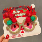 Christmas Glasses Frame for Women, Internet Celebrity Funny Reindeer Glasses, Funny Photo Props, Children's Small Gifts, Couple Decorations