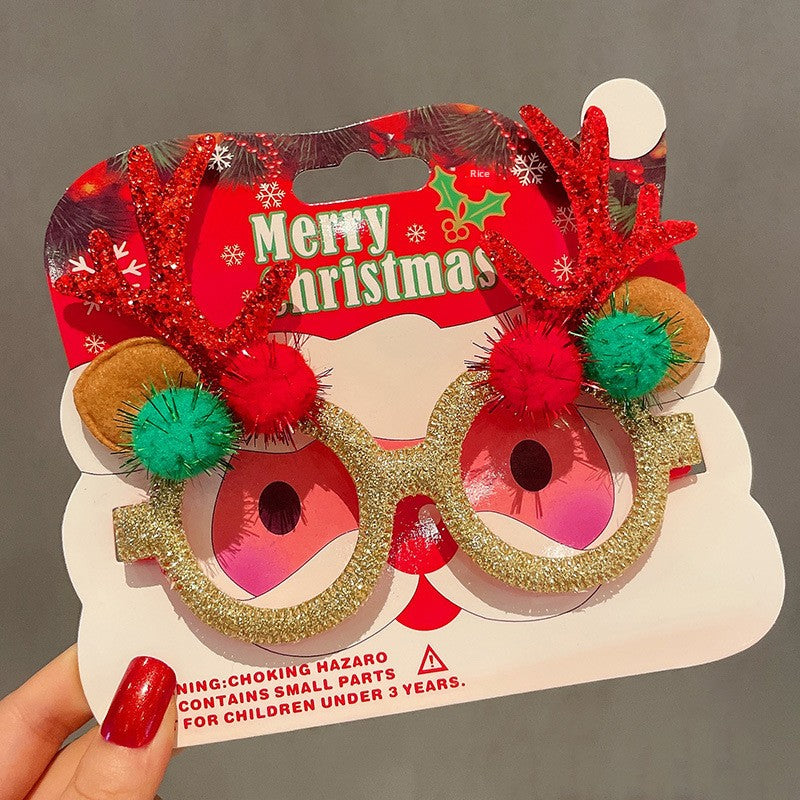 Christmas Glasses Frame for Women, Internet Celebrity Funny Reindeer Glasses, Funny Photo Props, Children's Small Gifts, Couple Decorations