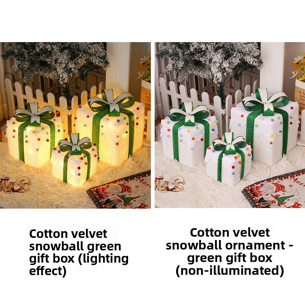 Cross-Border New Christmas Gift Box Three-Piece Set Foldable Glowing LED Light String Props Gift Box Ornament Decoration Light