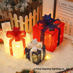 Cross-Border New Christmas Gift Box Three-Piece Set Foldable Glowing LED Light String Props Gift Box Ornament Decoration Light