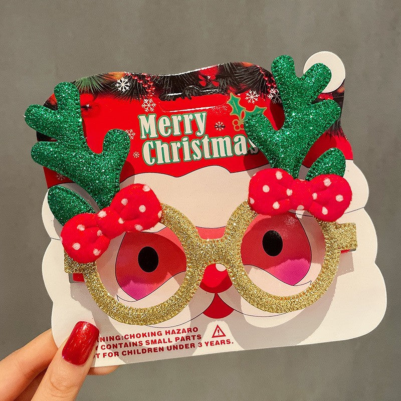 Christmas Glasses Frame for Women, Internet Celebrity Funny Reindeer Glasses, Funny Photo Props, Children's Small Gifts, Couple Decorations