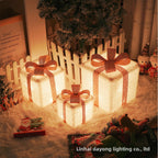 Cross-Border New Christmas Gift Box Three-Piece Set Foldable Glowing LED Light String Props Gift Box Ornament Decoration Light