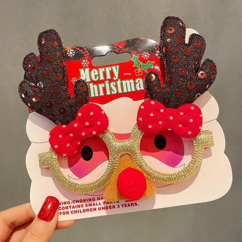 Christmas Glasses Frame for Women, Internet Celebrity Funny Reindeer Glasses, Funny Photo Props, Children's Small Gifts, Couple Decorations