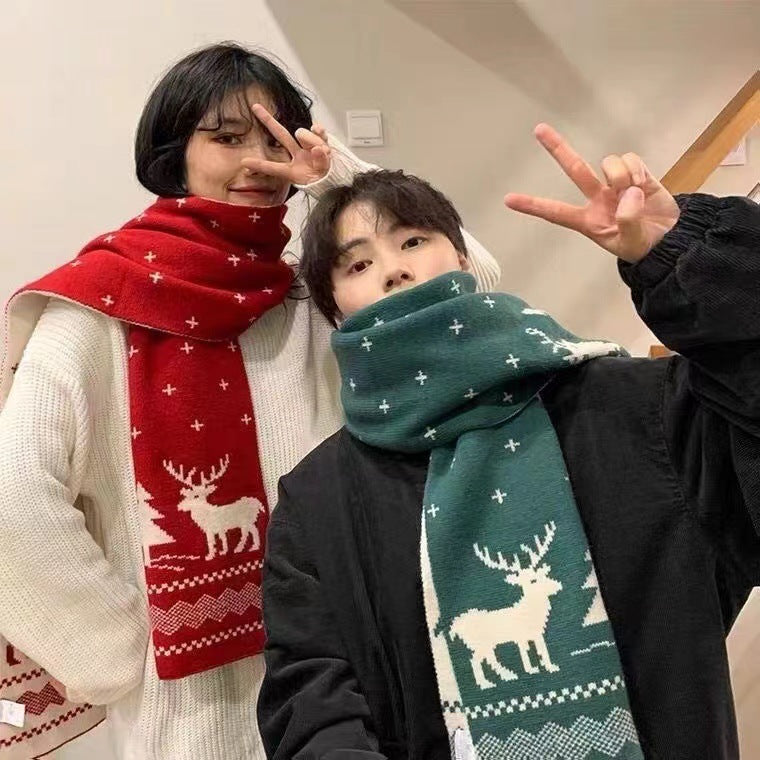 Chinese Red Zodiac Year Women's Scarf Red Versatile Christmas Scarf Winter Knitted Scarf New Year Scarf