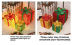 Cross-Border New Christmas Gift Box Three-Piece Set Foldable Glowing LED Light String Props Gift Box Ornament Decoration Light