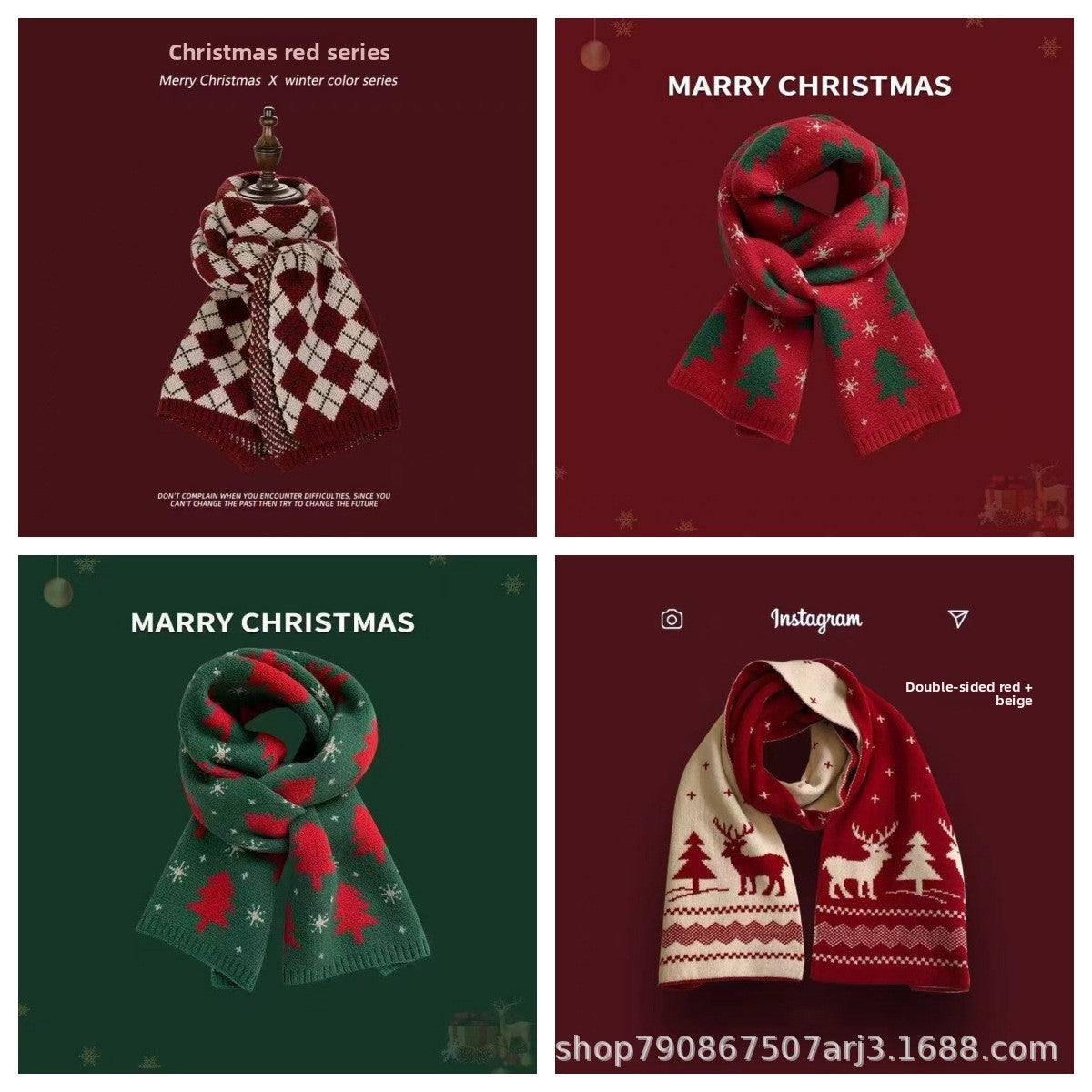 Chinese Red Zodiac Year Women's Scarf Red Versatile Christmas Scarf Winter Knitted Scarf New Year Scarf