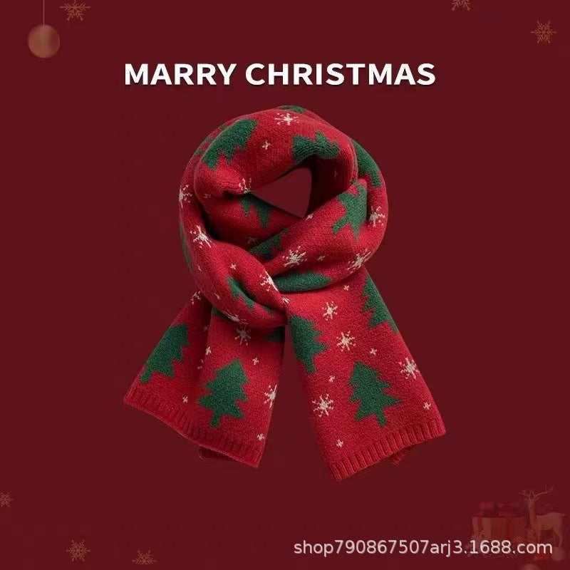 Chinese Red Zodiac Year Women's Scarf Red Versatile Christmas Scarf Winter Knitted Scarf New Year Scarf