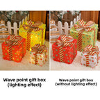 Cross-Border New Christmas Gift Box Three-Piece Set Foldable Glowing LED Light String Props Gift Box Ornament Decoration Light