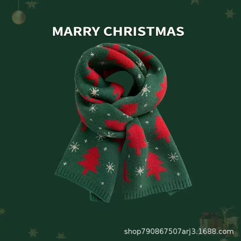 Chinese Red Zodiac Year Women's Scarf Red Versatile Christmas Scarf Winter Knitted Scarf New Year Scarf