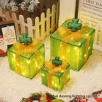 Cross-Border New Christmas Gift Box Three-Piece Set Foldable Glowing LED Light String Props Gift Box Ornament Decoration Light