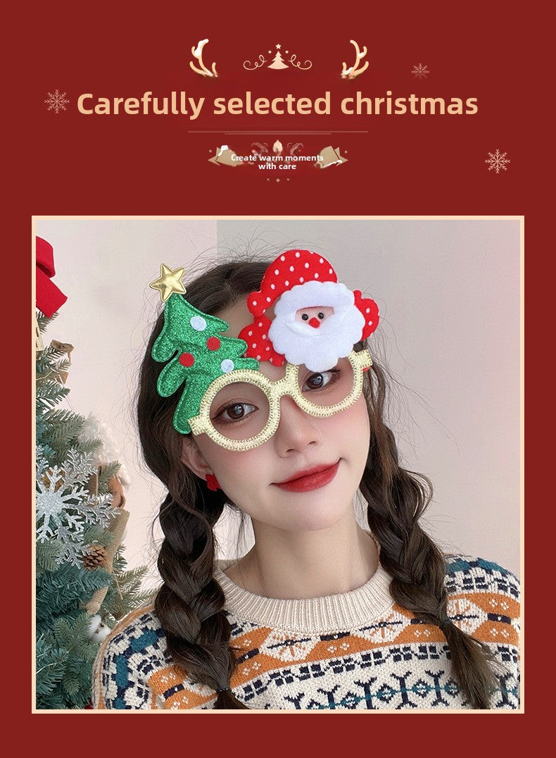 Christmas Glasses Frame for Women, Internet Celebrity Funny Reindeer Glasses, Funny Photo Props, Children's Small Gifts, Couple Decorations