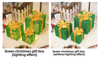 Cross-Border New Christmas Gift Box Three-Piece Set Foldable Glowing LED Light String Props Gift Box Ornament Decoration Light