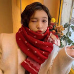 Chinese Red Zodiac Year Women's Scarf Red Versatile Christmas Scarf Winter Knitted Scarf New Year Scarf