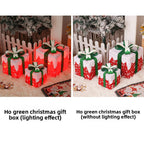 Cross-Border New Christmas Gift Box Three-Piece Set Foldable Glowing LED Light String Props Gift Box Ornament Decoration Light